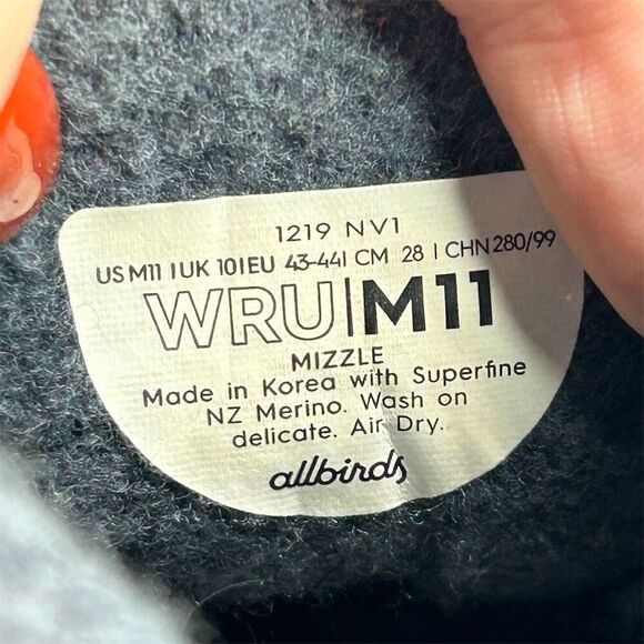 Allbirds Men's Blue Wool Runner-Up Mizzles High Top Sneakers Size 11 - Picture 14 of 14